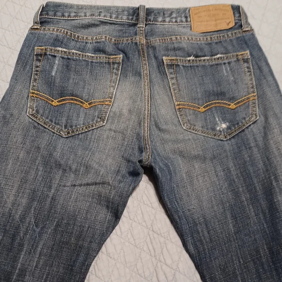 American Eagle men's jeans 29x32 factory distressed slim straight 100% cotton - Picture 5 of 7